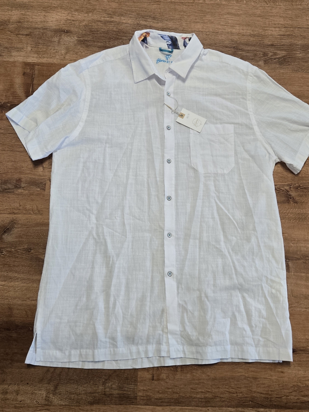 NWT Blanco By Nature Men's White Short-Sleeve Button-Down Shirt XXL  100% Cotton